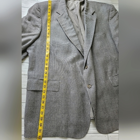 Oscar de la Renta Vintage Silk and Wool Micro Houndstooth Blazer In Gray Sz 50R - Picture 15 of 16